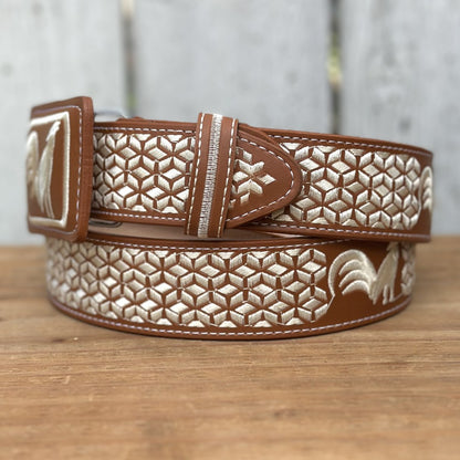Cinturón Vaquero "Gallo" Natural de 1 1/2" con Hebilla Rectangular - Cinturones Vaqueros para Hombre (4)
