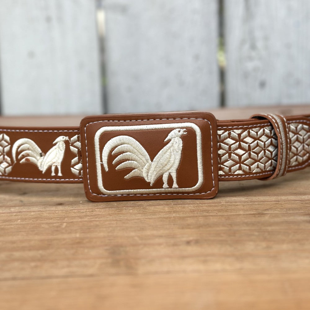 Cinturón Vaquero "Gallo" Natural de 1 1/2" con Hebilla Rectangular - Cinturones Vaqueros para Hombre (2)