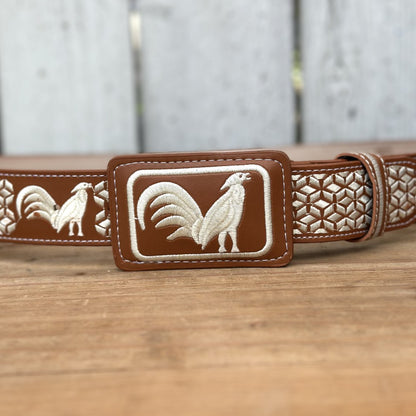 Cinturón Vaquero "Gallo" Natural de 1 1/2" con Hebilla Rectangular - Cinturones Vaqueros para Hombre (2)