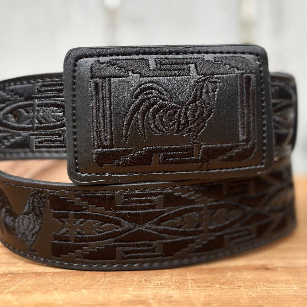 Cinturón Vaquero "Gallo" Negro - Cinturones Vaqueros para Hombre - Cinturones Vaqueros Mexicanos (3)