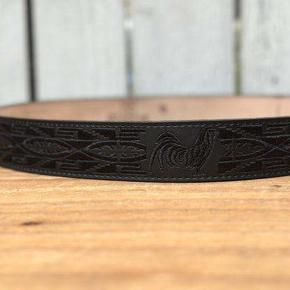 Cinturón Vaquero "Gallo" Negro - Cinturones Vaqueros para Hombre - Cinturones Vaqueros Mexicanos (5)