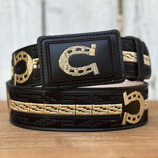 Cinturón Vaquero "Herradura de Oro" - Cinturones Vaqueros para Hombre - Cinturones Vaqueros Mexicanos