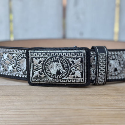 2" Black Horse Cowboy Belt - Cowboy Belts for Men