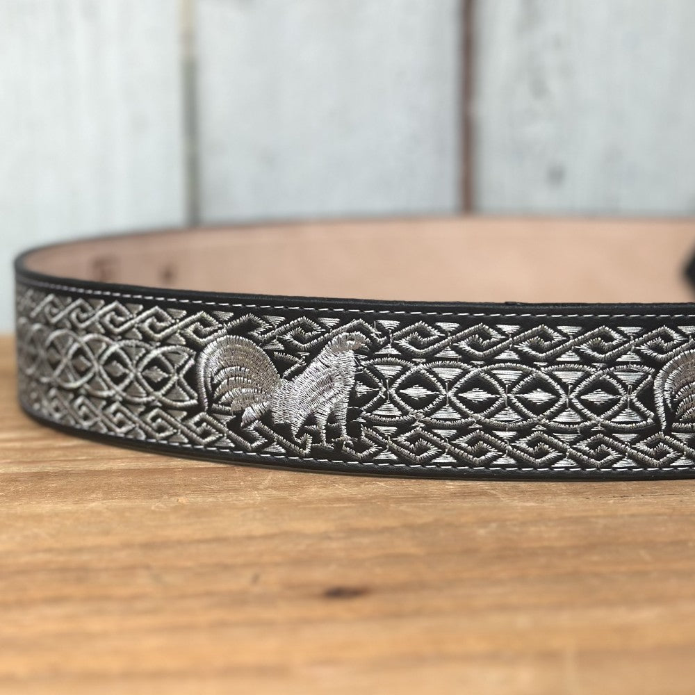 Cinturón Vaquero Negro y Plateado "Gallo" de 2" - Cinturones Vaqueros para Hombre - Cinturones Vaqueros Mexicanos (4)