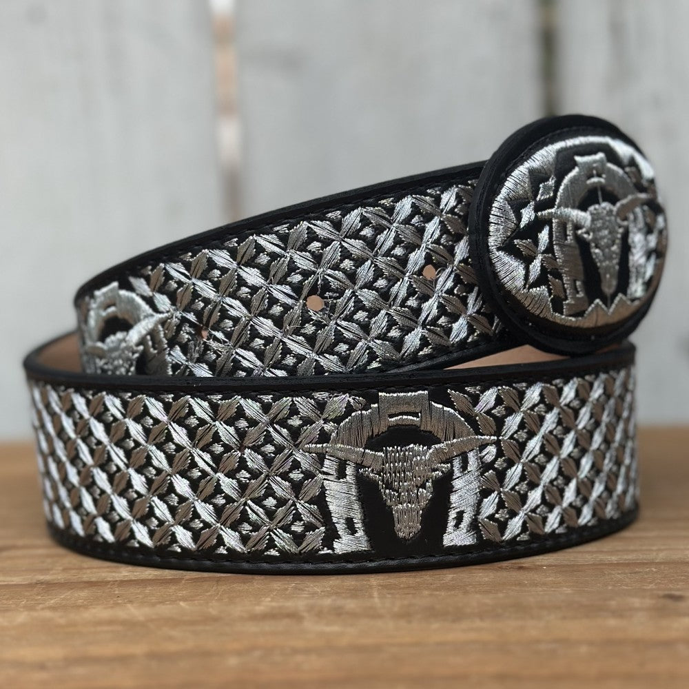 Cinturón Vaquero Negro "Toro de Suerte" de 2" - Cinturones Vaqueros para Hombre - Cinturones Vaqueros Mexicanos (5)