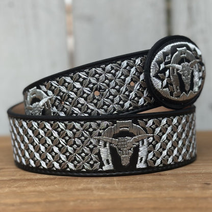Cinturón Vaquero Negro "Toro de Suerte" de 2" - Cinturones Vaqueros para Hombre - Cinturones Vaqueros Mexicanos (5)