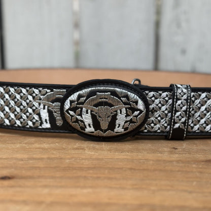 Cinturón Vaquero Negro "Toro de Suerte" de 2" - Cinturones Vaqueros para Hombre - Cinturones Vaqueros Mexicanos (2)