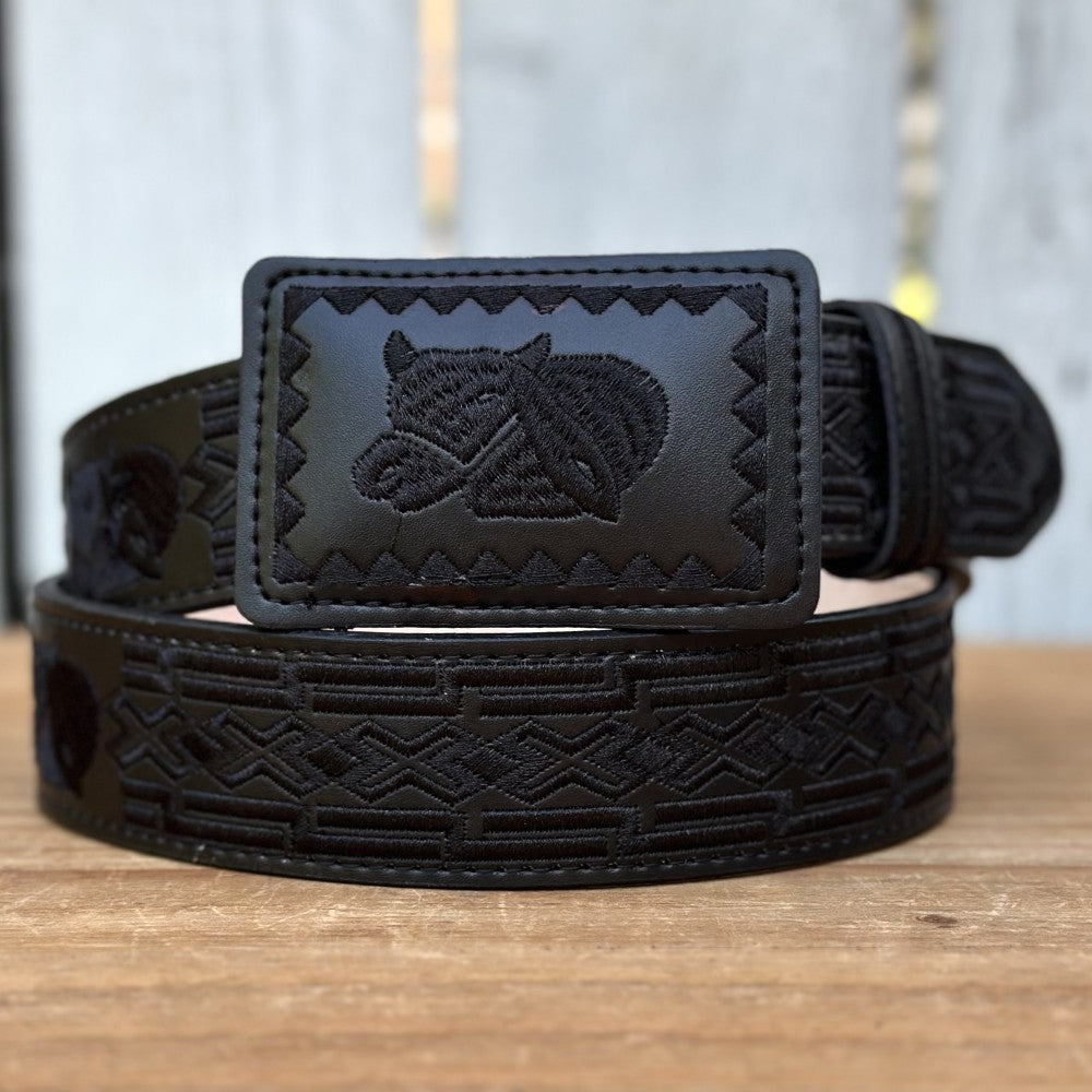 Cinturón Vaquero "Toro" Negro - Cinturones Vaqueros para Hombre - Cinturones Vaqueros Mexicanos