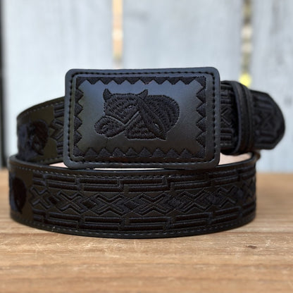 Cinturón Vaquero "Toro" Negro - Cinturones Vaqueros para Hombre - Cinturones Vaqueros Mexicanos