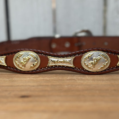 Cinturon Vaquero con Conchos de Alpaca en Color Cognac - Cinturones Vaqueros Mexicanos (3)