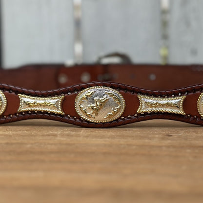 Cinturon Vaquero con Conchos de Alpaca en Color Cognac - Cinturones Vaqueros Mexicanos (2)