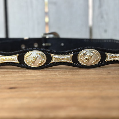 Cinturon Vaquero con Conchos de Alpaca en Color Negro (3)