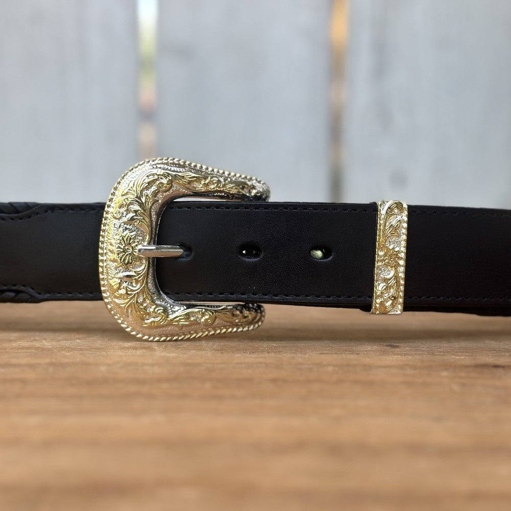 Cinturon Vaquero con Conchos de Alpaca en Color Negro (4)