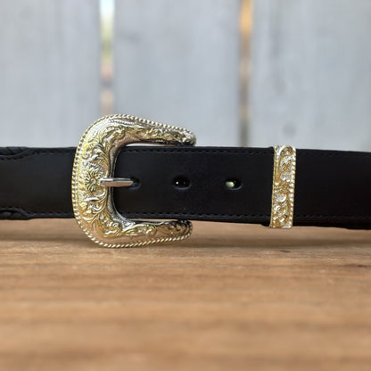 Cinturon Vaquero con Conchos de Alpaca en Color Negro (4)