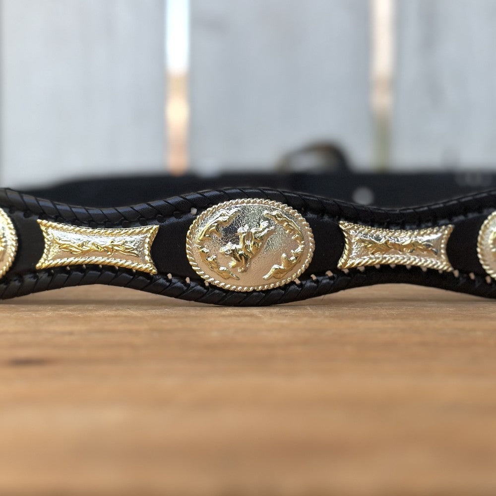 Cinturon Vaquero con Conchos de Alpaca en Color Negro (2)