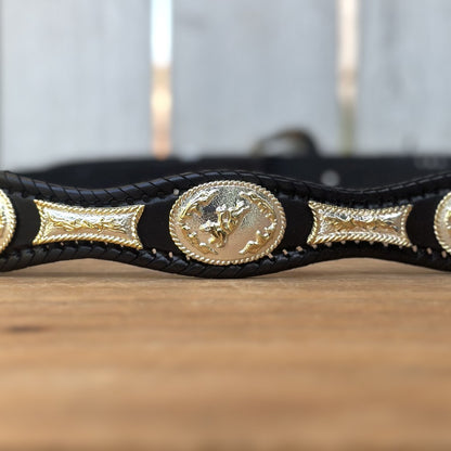 Cinturon Vaquero con Conchos de Alpaca en Color Negro (2)