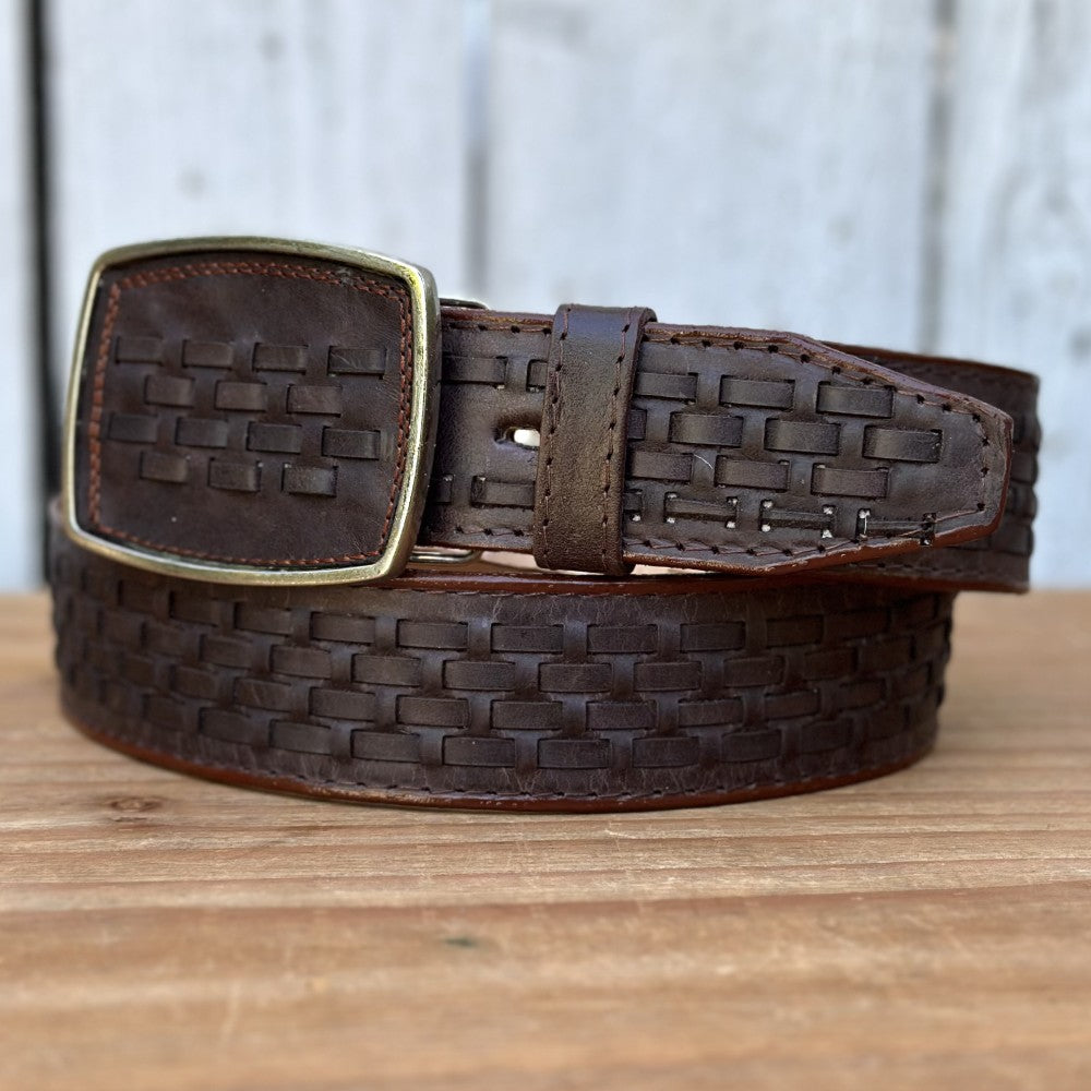 Cinturón de Petatillo Café - Cinturones Vaqueros para Hombre