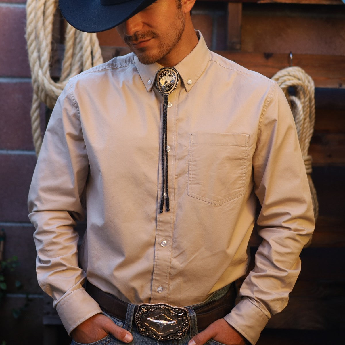 Corbatin Ovalado Negro con Jinete y Toro Dorado - Corbatines Vaqueros para Hombre (2)