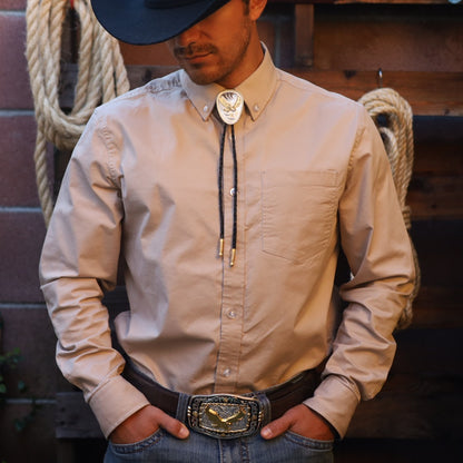 Corbatin Ovalado Plateado con Aguila Dorada - Corbatines Vaqueros para Hombre (2)