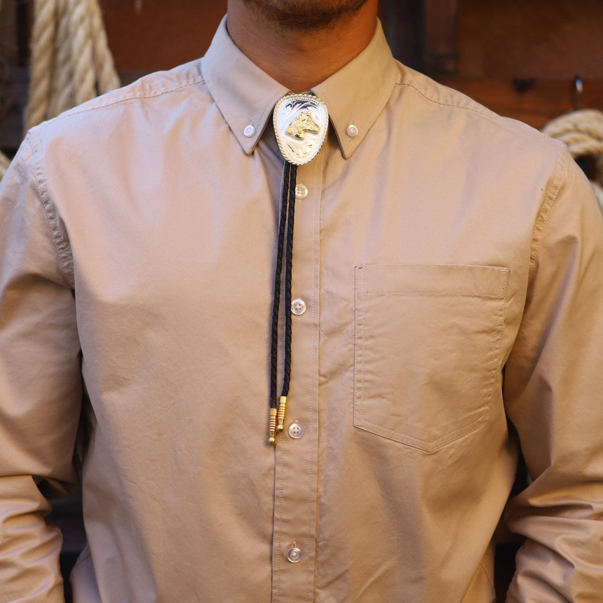 Corbatin Ovalado Plateado con Cabeza de Caballo - Corbatines Vaqueros para Hombre (3)