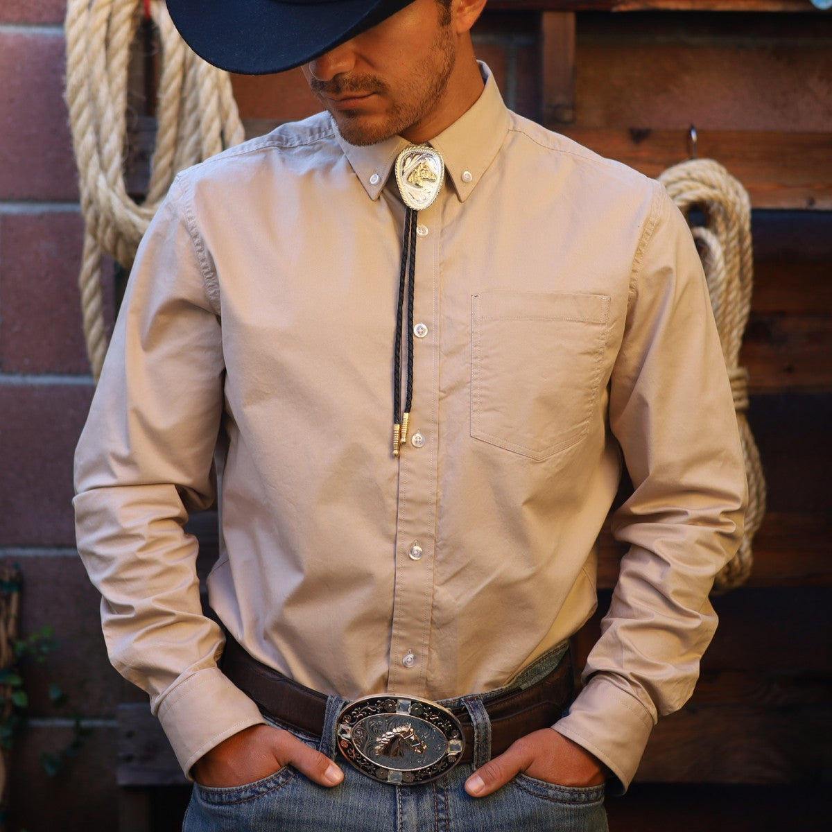 Corbatin Ovalado Plateado con Cabeza de Caballo - Corbatines Vaqueros para Hombre (2)