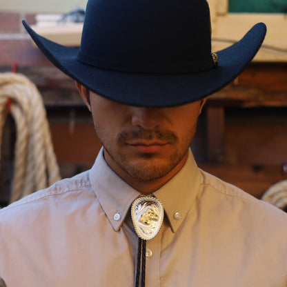 Corbatin Ovalado Plateado con Cabeza de Caballo - Corbatines Vaqueros para Hombre (4)