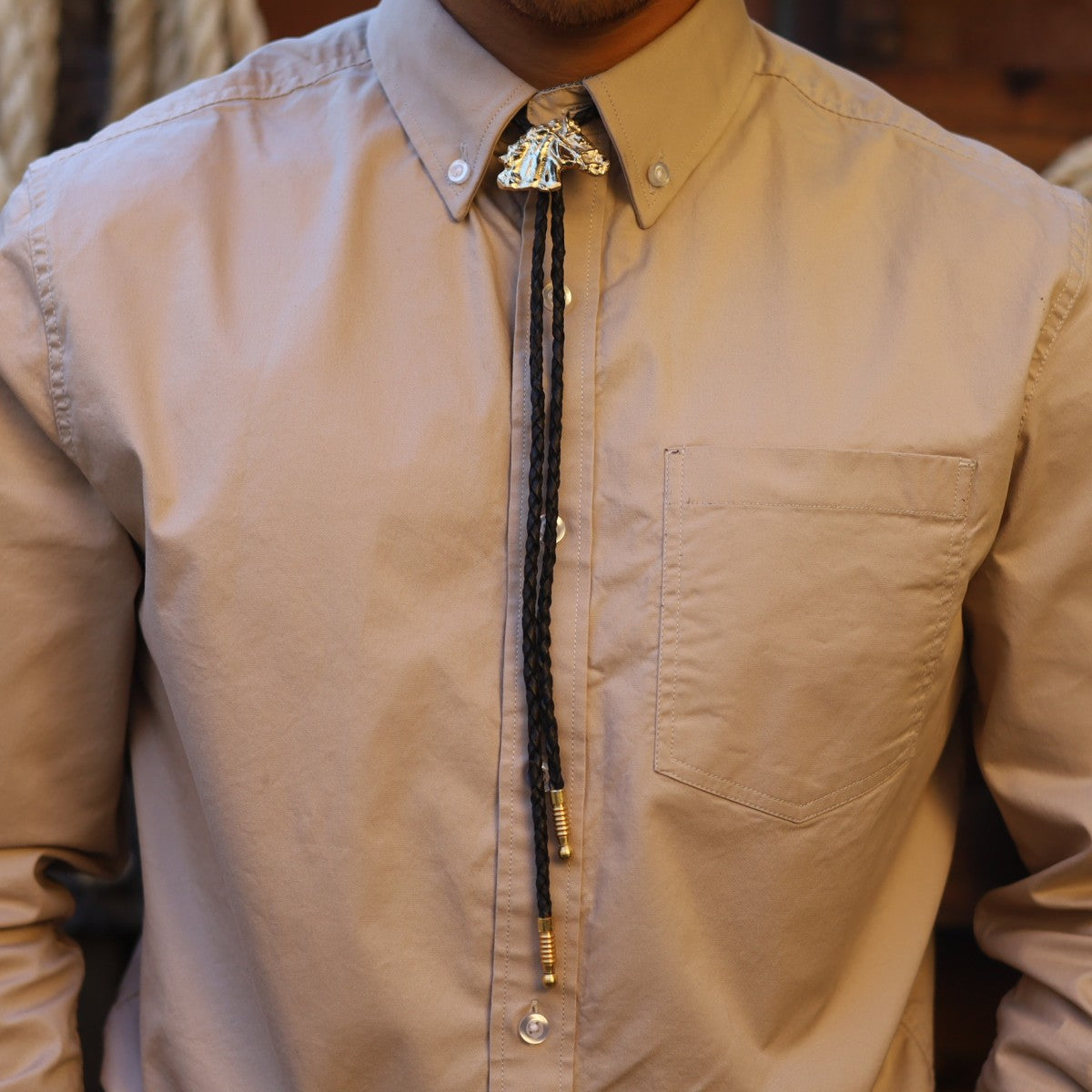 Corbatin con Cabeza de Caballo Dorado - Corbatines Vaqueros para Hombre (5)