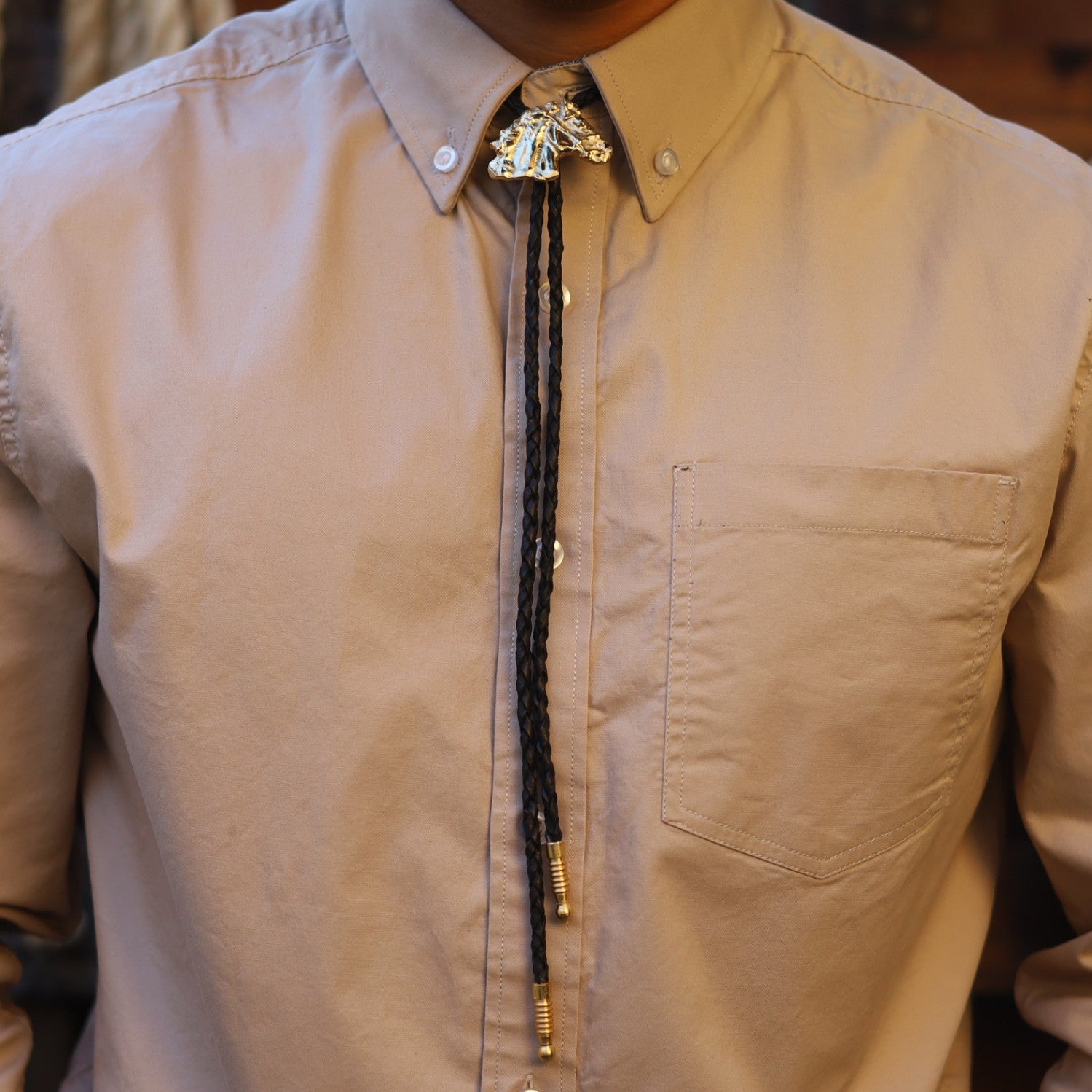 Corbatin con Cabeza de Caballo Dorado - Corbatines Vaqueros para Hombre (4)