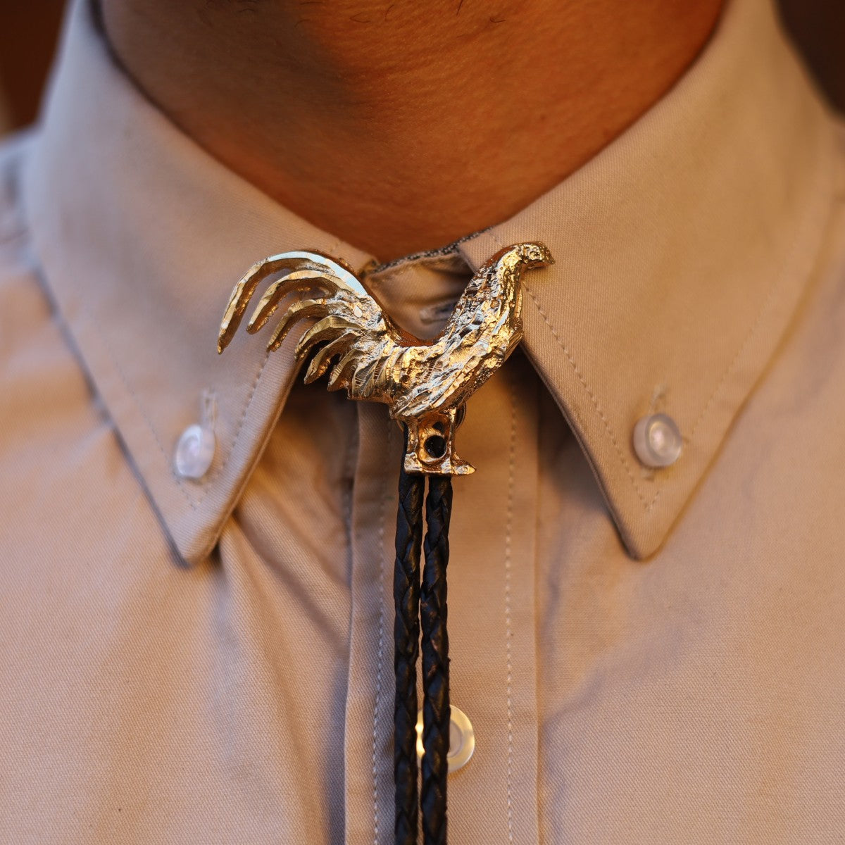 Corbatin con Gallo Dorado - Corbatines Vaqueros para Hombre 