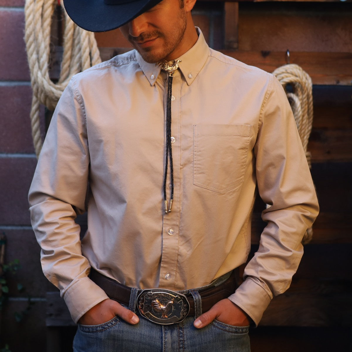 Corbatin con Gallo Dorado - Corbatines Vaqueros para Hombre (2)