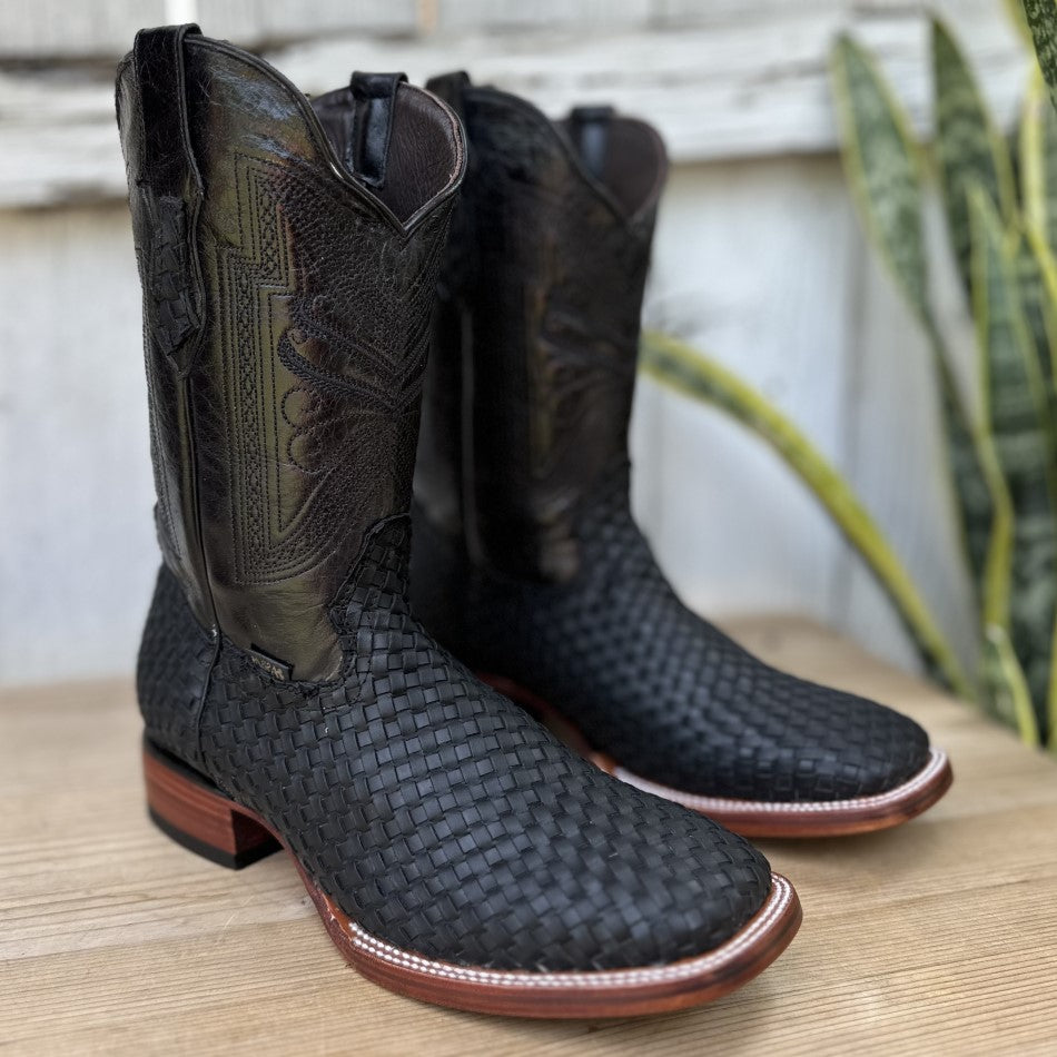 DA-00-6 Black Petatillo - Western Boots for Men