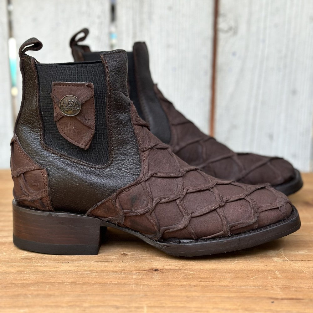 DA-Capitán Pirarucu Imitacion Café - Botines Vaqueros Exoticos para Hombre (4)
