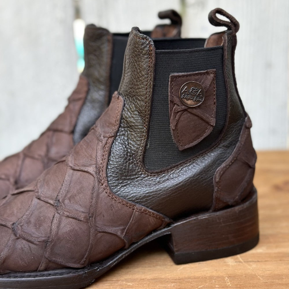 DA-Capitán Pirarucu Imitacion Café - Botines Vaqueros Exoticos para Hombre (5)