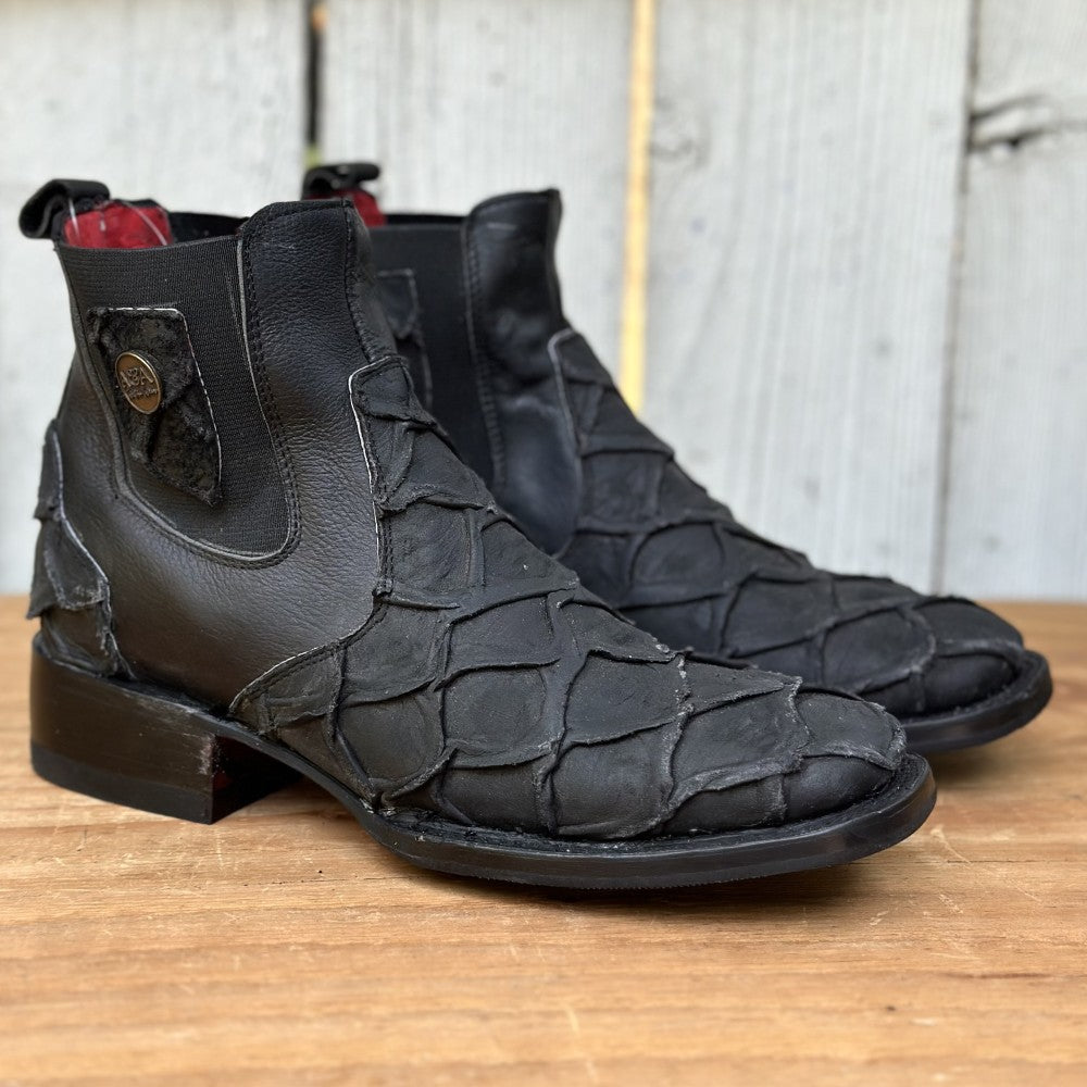 DA-Capitán Pirarucu Imitacion Negro - Botines Vaqueros Exoticos para Hombre