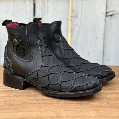 DA-Capitán Pirarucu Imitacion Negro - Botines Vaqueros Exoticos para Hombre