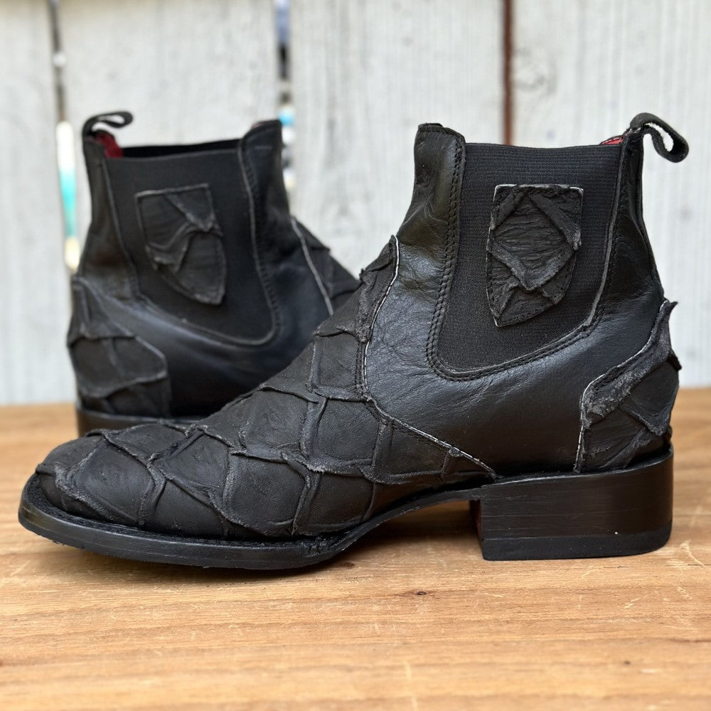 DA-Capitán Pirarucu Imitacion Negro - Botines Vaqueros Exoticos para Hombre