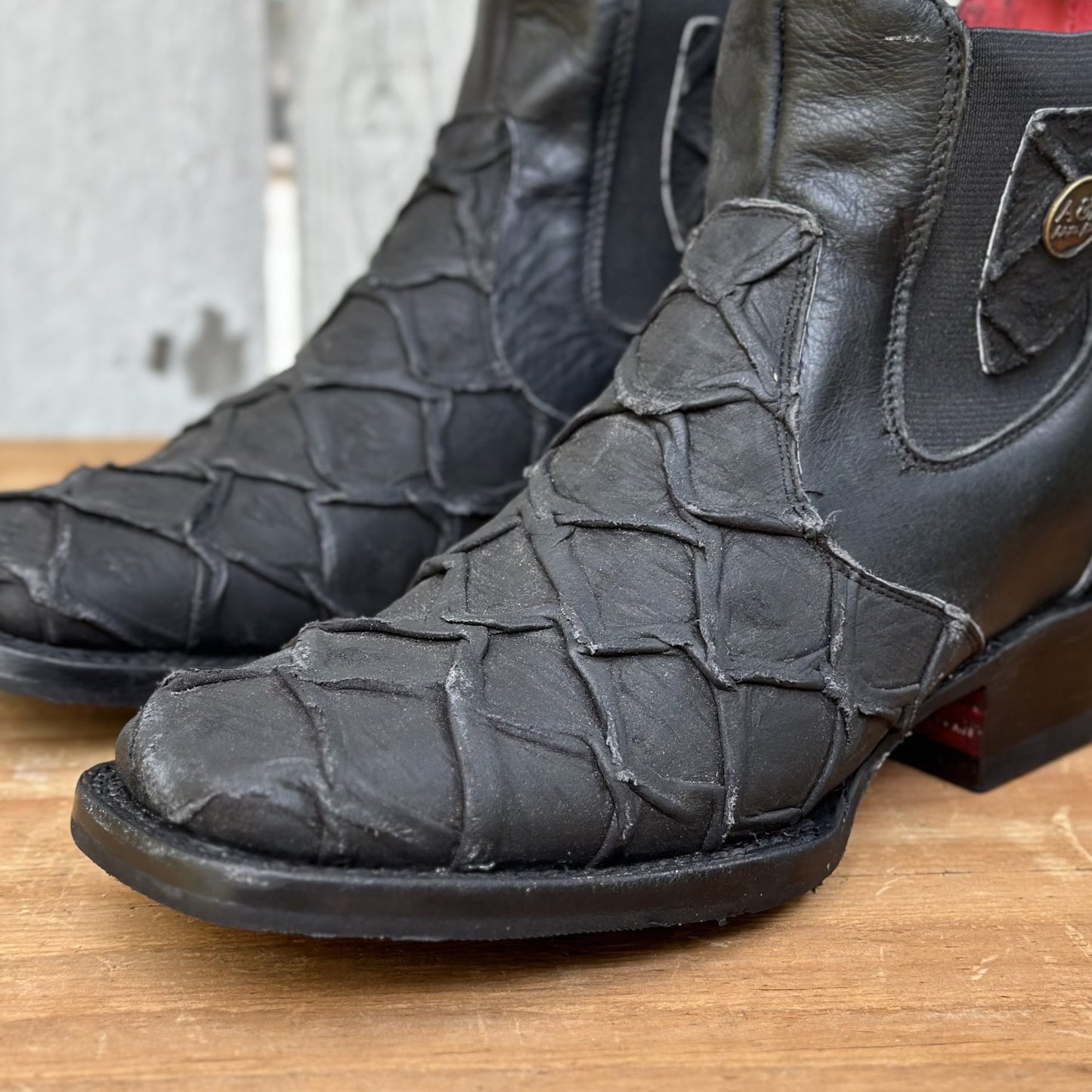 DA-Capitán Pirarucu Imitacion Negro - Botines Vaqueros Exoticos para Hombre