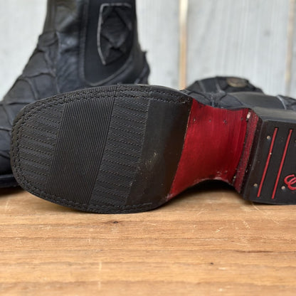 DA-Capitán Pirarucu Imitacion Negro - Botines Vaqueros Exoticos para Hombre