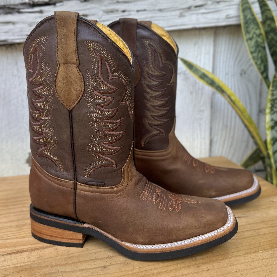 DA-Cristian Cafe Botas Vaqueras con Suela de Hule para Hombre