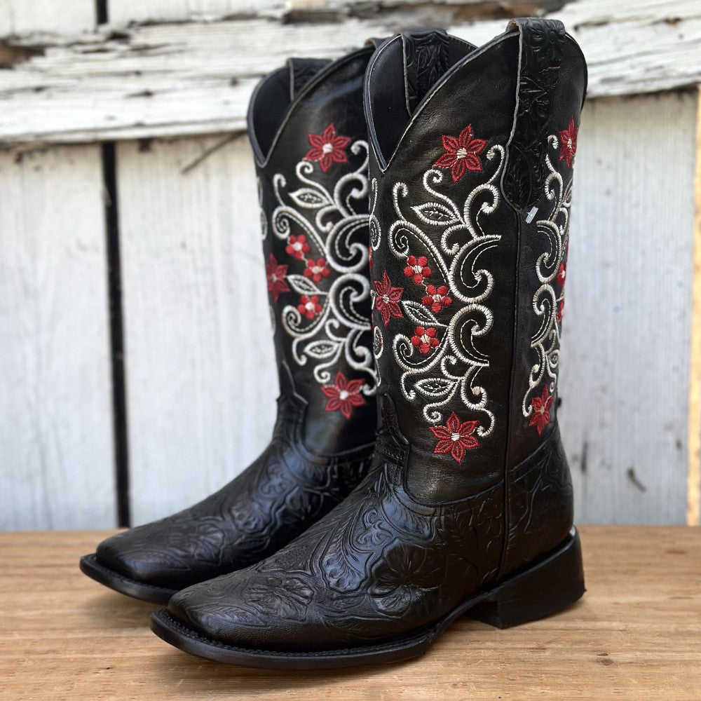 DA-Julie Negro - Botas Vaqueras Cinceladas para Mujer - Botas Vaqueras oara Dama