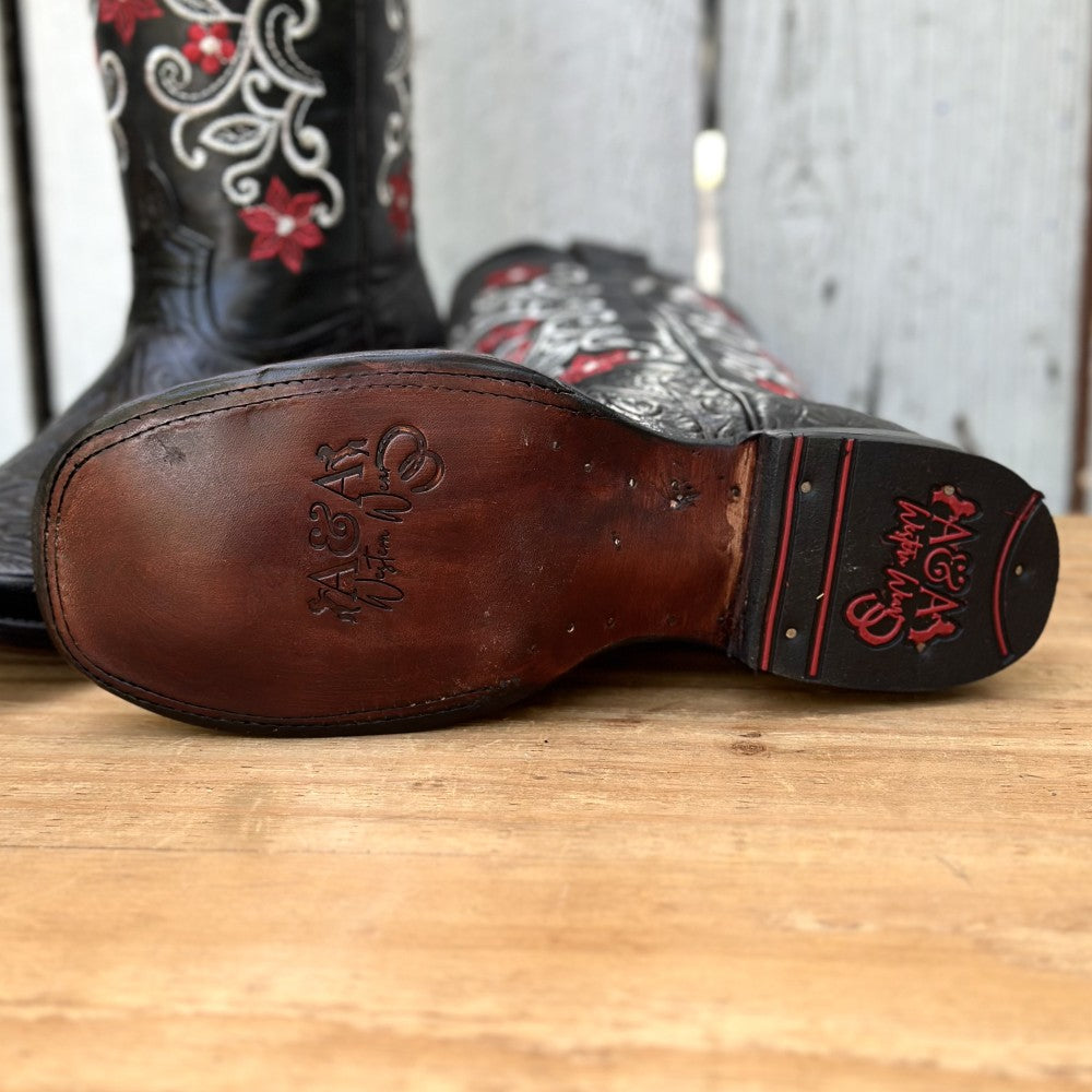 DA-Julie Negro - Botas Vaqueras Cinceladas para Mujer - Botas Vaqueras oara Dama (5)