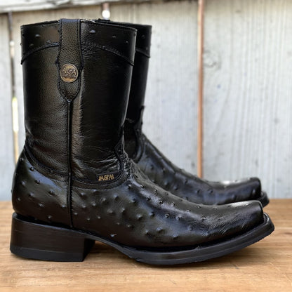 DA-Madrid Avestruz Imitación Negro - Botas Vaqueras Exoticas para Hombre