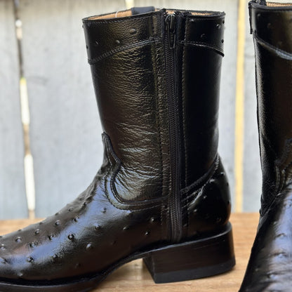DA-Madrid Avestruz Imitación Negro - Botas Vaqueras Exoticas para Hombre