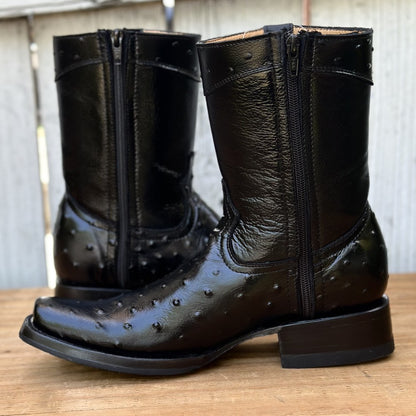 DA-Madrid Avestruz Imitación Negro - Botas Vaqueras Exoticas para Hombre