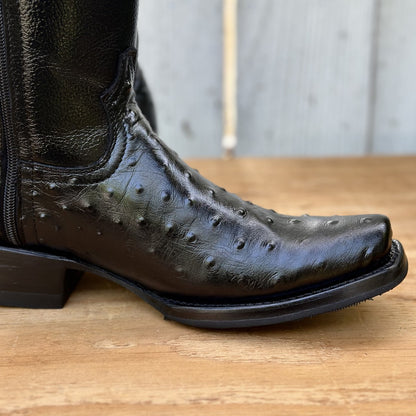 DA-Madrid Avestruz Imitación Negro - Botas Vaqueras Exoticas para Hombre