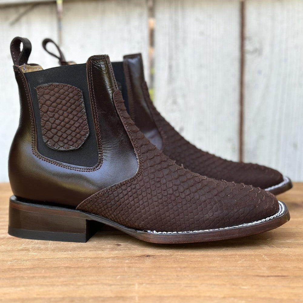 DB-Botin Imitación Pitón Café - Botines Vaqueros Exoticos para Hombre (5)