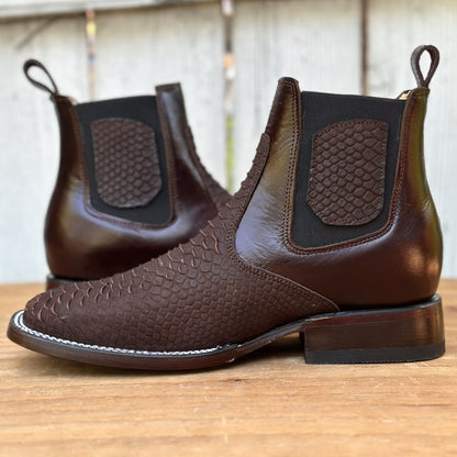 DB-Botin Imitación Pitón Café - Botines Vaqueros Exoticos para Hombre (4)