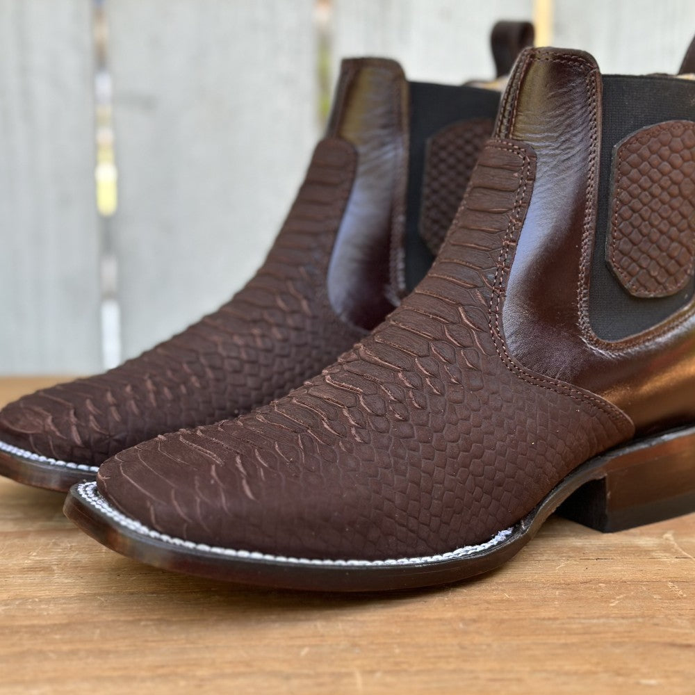 DB-Botin Imitación Pitón Café - Botines Vaqueros Exoticos para Hombre (2)