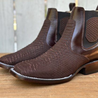 DB-Botin Imitación Pitón Café - Botines Vaqueros Exoticos para Hombre (2)