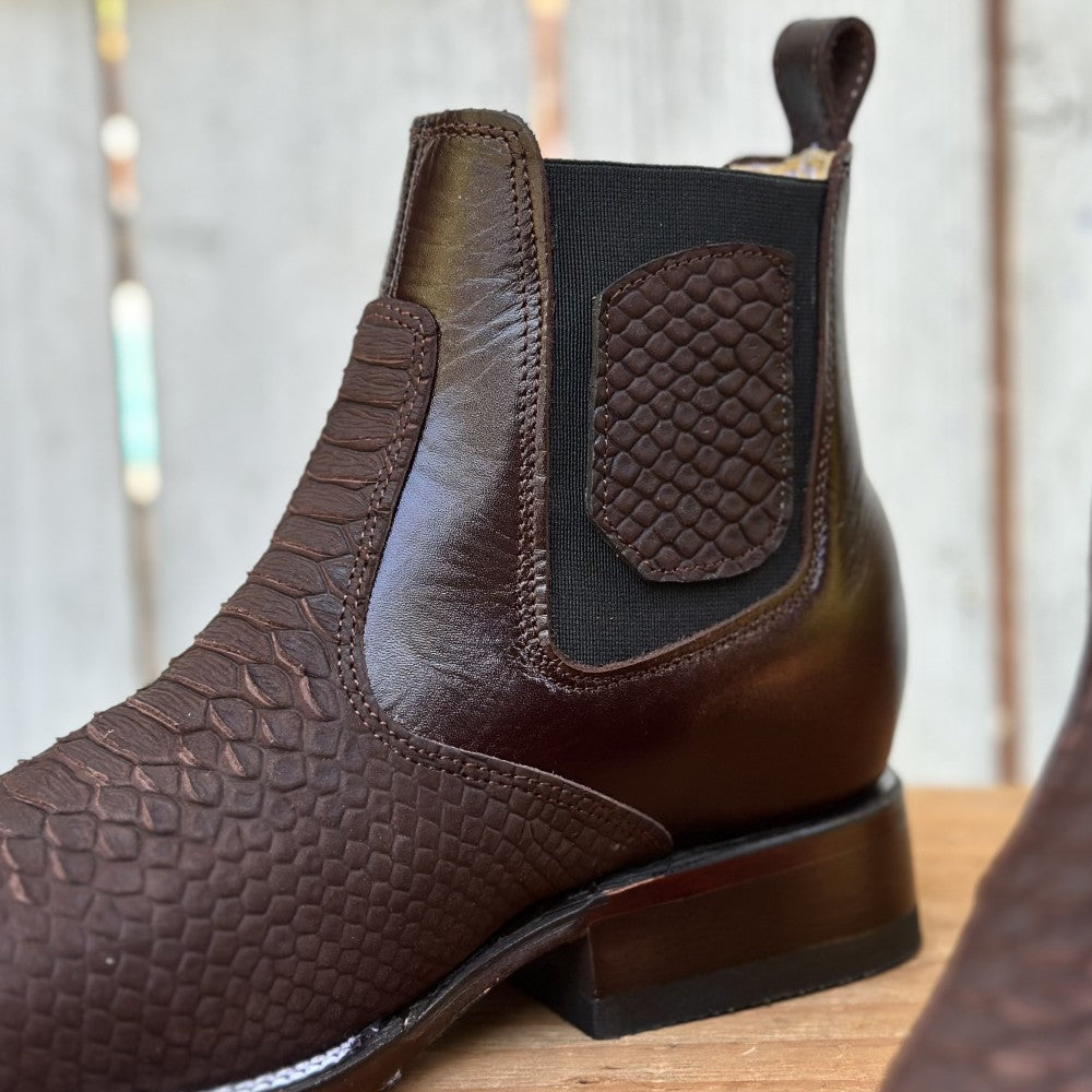 DB-Botin Imitación Pitón Café - Botines Vaqueros Exoticos para Hombre (3)